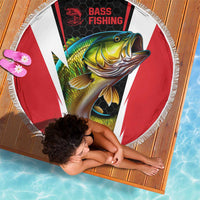 Bass Fishing Personalized Beach Blanket Bold Red and Black Lightning Pattern and Honeycomb Background - Wonder Print Shop