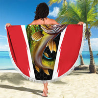 Bass Fishing Personalized Beach Blanket Bold Red and Black Lightning Pattern and Honeycomb Background - Wonder Print Shop