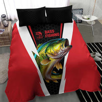 Bass Fishing Personalized Bedding Set Bold Red and Black Lightning Pattern and Honeycomb Background - Wonder Print Shop