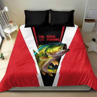 Bass Fishing Personalized Bedding Set Bold Red and Black Lightning Pattern and Honeycomb Background - Wonder Print Shop