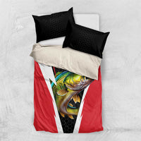 Bass Fishing Personalized Bedding Set Bold Red and Black Lightning Pattern and Honeycomb Background - Wonder Print Shop