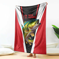 Bass Fishing Personalized Blanket Bold Red and Black Lightning Pattern and Honeycomb Background - Wonder Print Shop