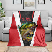 Bass Fishing Personalized Blanket Bold Red and Black Lightning Pattern and Honeycomb Background - Wonder Print Shop