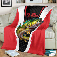 Bass Fishing Personalized Blanket Bold Red and Black Lightning Pattern and Honeycomb Background - Wonder Print Shop