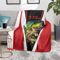 Bass Fishing Personalized Blanket Bold Red and Black Lightning Pattern and Honeycomb Background - Wonder Print Shop