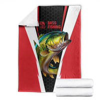 Bass Fishing Personalized Blanket Bold Red and Black Lightning Pattern and Honeycomb Background - Wonder Print Shop