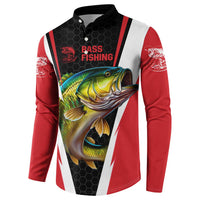 Bass Fishing Personalized Button Sweatshirt Bold Red and Black Lightning Pattern and Honeycomb Background - Wonder Print Shop