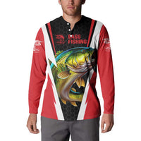 Bass Fishing Personalized Button Sweatshirt Bold Red and Black Lightning Pattern and Honeycomb Background - Wonder Print Shop