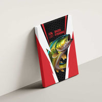 Bass Fishing Personalized Canvas Wall Art Bold Red and Black Lightning Pattern and Honeycomb Background - Wonder Print Shop