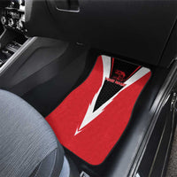 Bass Fishing Personalized Car Mats Bold Red and Black Lightning Pattern and Honeycomb Background - Wonder Print Shop
