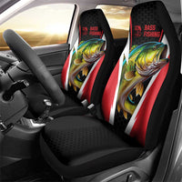 Bass Fishing Personalized Car Seat Cover Bold Red and Black Lightning Pattern and Honeycomb Background - Wonder Print Shop