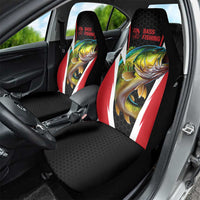 Bass Fishing Personalized Car Seat Cover Bold Red and Black Lightning Pattern and Honeycomb Background - Wonder Print Shop