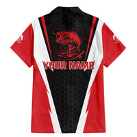 Bass Fishing Personalized Family Matching Mermaid Dress and Hawaiian Shirt Bold Red and Black Lightning Pattern and Honeycomb Background - Wonder Print Shop