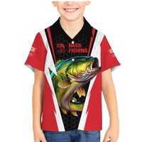 Bass Fishing Personalized Family Matching Mermaid Dress and Hawaiian Shirt Bold Red and Black Lightning Pattern and Honeycomb Background - Wonder Print Shop