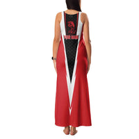 Bass Fishing Personalized Family Matching Tank Maxi Dress and Hawaiian Shirt Bold Red and Black Lightning Pattern and Honeycomb Background - Wonder Print Shop