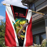 Bass Fishing Personalized Garden Flag Bold Red and Black Lightning Pattern and Honeycomb Background - Wonder Print Shop
