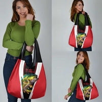 Bass Fishing Personalized Grocery Bag Bold Red and Black Lightning Pattern and Honeycomb Background - Wonder Print Shop