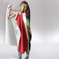 Bass Fishing Personalized Hooded Blanket Bold Red and Black Lightning Pattern and Honeycomb Background - Wonder Print Shop
