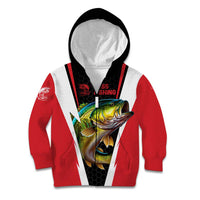 Bass Fishing Personalized Kid Hoodie Bold Red and Black Lightning Pattern and Honeycomb Background - Wonder Print Shop