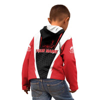 Bass Fishing Personalized Kid Hoodie Bold Red and Black Lightning Pattern and Honeycomb Background - Wonder Print Shop