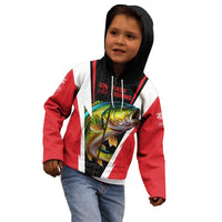 Bass Fishing Personalized Kid Hoodie Bold Red and Black Lightning Pattern and Honeycomb Background - Wonder Print Shop