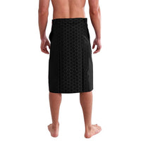 Bass Fishing Personalized Lavalava Bold Red and Black Lightning Pattern and Honeycomb Background - Wonder Print Shop