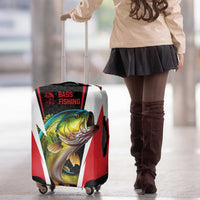 Bass Fishing Personalized Luggage Cover Bold Red and Black Lightning Pattern and Honeycomb Background - Wonder Print Shop
