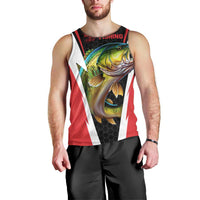 Bass Fishing Personalized Men Tank Top Bold Red and Black Lightning Pattern and Honeycomb Background - Wonder Print Shop