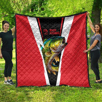 Bass Fishing Personalized Quilt Bold Red and Black Lightning Pattern and Honeycomb Background - Wonder Print Shop