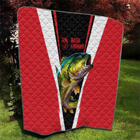 Bass Fishing Personalized Quilt Bold Red and Black Lightning Pattern and Honeycomb Background - Wonder Print Shop