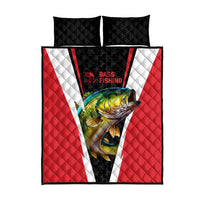 Bass Fishing Personalized Quilt Bed Set Bold Red and Black Lightning Pattern and Honeycomb Background - Wonder Print Shop