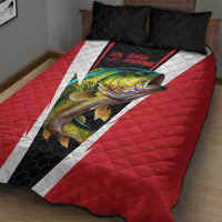 Bass Fishing Personalized Quilt Bed Set Bold Red and Black Lightning Pattern and Honeycomb Background - Wonder Print Shop