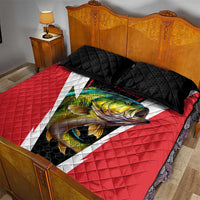 Bass Fishing Personalized Quilt Bed Set Bold Red and Black Lightning Pattern and Honeycomb Background - Wonder Print Shop