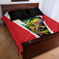 Bass Fishing Personalized Quilt Bed Set Bold Red and Black Lightning Pattern and Honeycomb Background - Wonder Print Shop