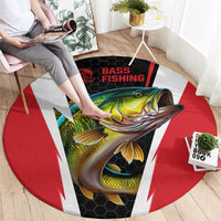 Bass Fishing Personalized Round Carpet Bold Red and Black Lightning Pattern and Honeycomb Background - Wonder Print Shop