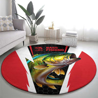 Bass Fishing Personalized Round Carpet Bold Red and Black Lightning Pattern and Honeycomb Background - Wonder Print Shop