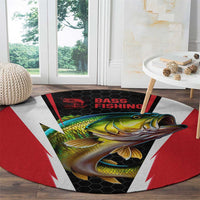 Bass Fishing Personalized Round Carpet Bold Red and Black Lightning Pattern and Honeycomb Background - Wonder Print Shop