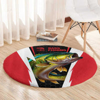 Bass Fishing Personalized Round Carpet Bold Red and Black Lightning Pattern and Honeycomb Background - Wonder Print Shop