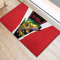 Bass Fishing Personalized Rubber Doormat Bold Red and Black Lightning Pattern and Honeycomb Background - Wonder Print Shop
