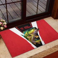 Bass Fishing Personalized Rubber Doormat Bold Red and Black Lightning Pattern and Honeycomb Background - Wonder Print Shop