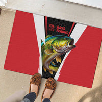 Bass Fishing Personalized Rubber Doormat Bold Red and Black Lightning Pattern and Honeycomb Background - Wonder Print Shop