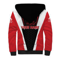 Bass Fishing Personalized Sherpa Hoodie Bold Red and Black Lightning Pattern and Honeycomb Background - Wonder Print Shop