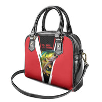 Bass Fishing Personalized Shoulder Handbag Bold Red and Black Lightning Pattern and Honeycomb Background - Wonder Print Shop