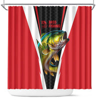 Bass Fishing Personalized Shower Curtain Bold Red and Black Lightning Pattern and Honeycomb Background - Wonder Print Shop