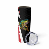 Bass Fishing Personalized Skinny Tumbler Bold Red and Black Lightning Pattern and Honeycomb Background - Wonder Print Shop