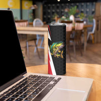 Bass Fishing Personalized Skinny Tumbler Bold Red and Black Lightning Pattern and Honeycomb Background - Wonder Print Shop