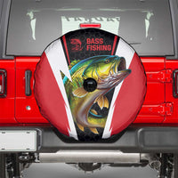 Bass Fishing Personalized Spare Tire Cover Bold Red and Black Lightning Pattern and Honeycomb Background - Wonder Print Shop
