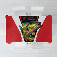 Bass Fishing Personalized Tablecloth Bold Red and Black Lightning Pattern and Honeycomb Background - Wonder Print Shop
