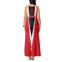 Bass Fishing Personalized Tank Maxi Dress Bold Red and Black Lightning Pattern and Honeycomb Background - Wonder Print Shop