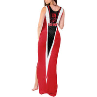 Bass Fishing Personalized Tank Maxi Dress Bold Red and Black Lightning Pattern and Honeycomb Background - Wonder Print Shop